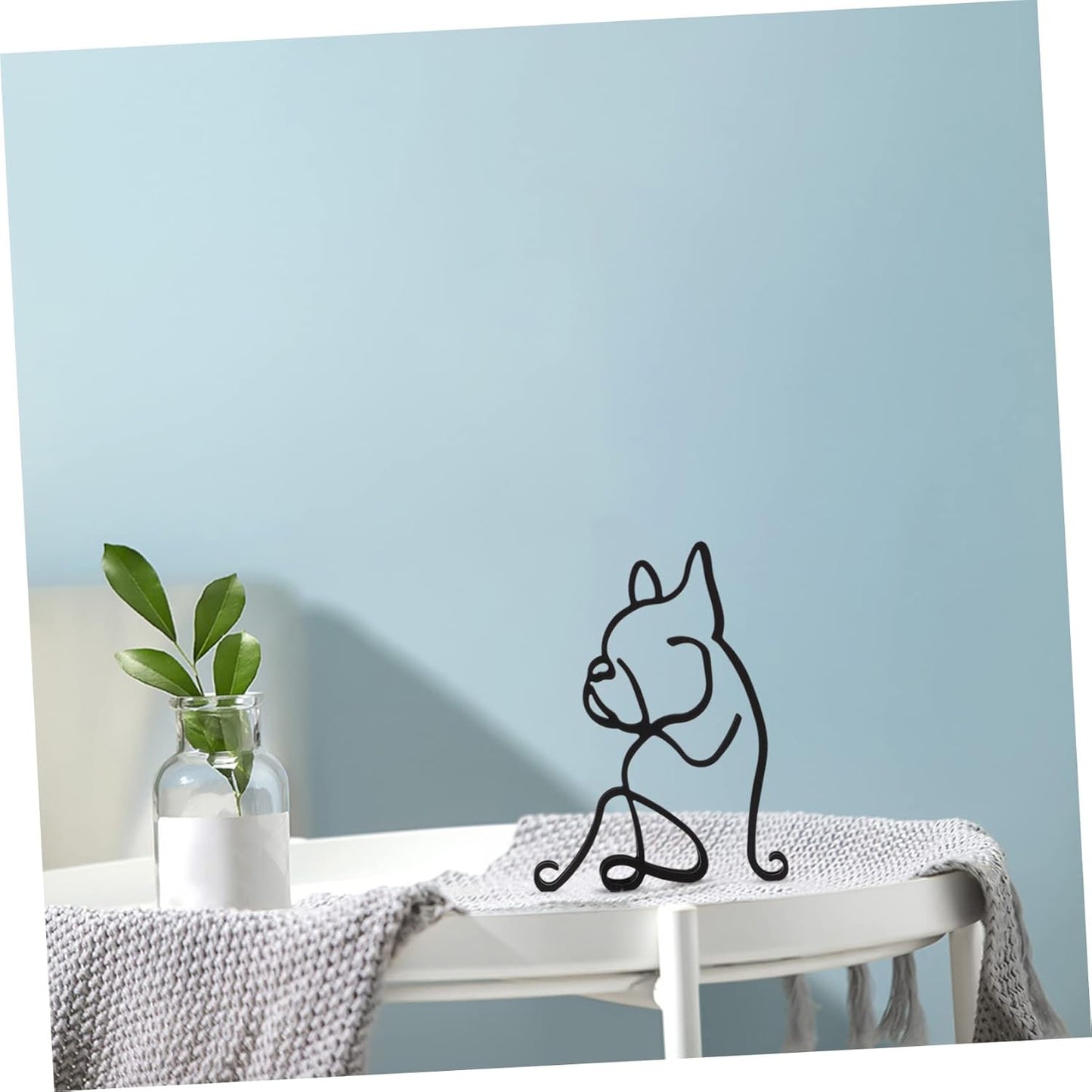 Wrought Iron Pet Ornament, Abstract Dog Sculpture, Metal Art Figure, Geometric Statue for Desk Decor, Office