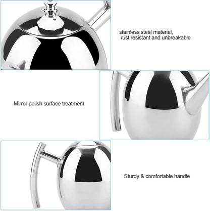 Stainless Steel Teapot, Metal Tea Kettle with Removable Infuser, Coffee Maker for Loose Tea (1500ML)
