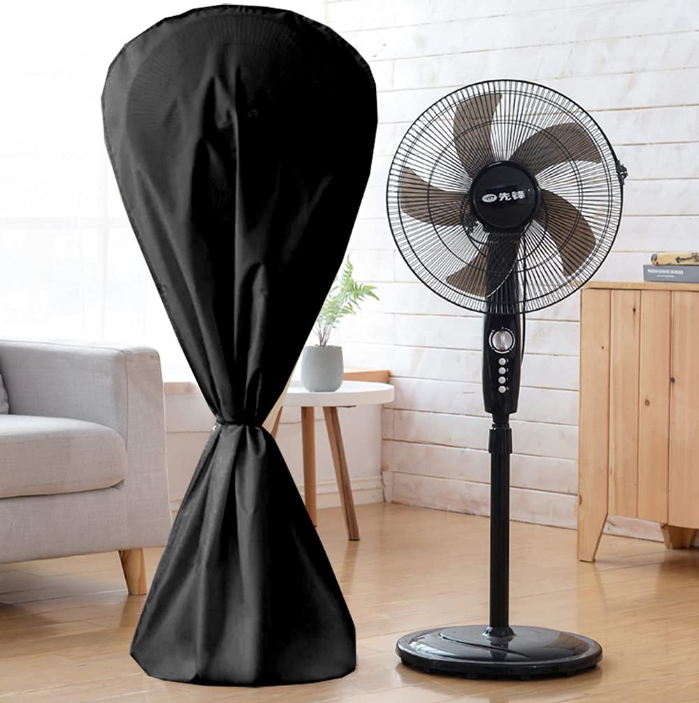 J&C Fan Cover Fan Dust Cover Waterproof Stand up Floor Fan Covers Outdoor Pedestal Fan Cover Standing Round Fans Dustproof Covers Protector for Indoor Room Fan Household Black Large 420D