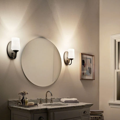 Kichler Aubrey 10.75" 1 Light Wall Sconce with Satin Etched Cased Opal in Olde Bronze®