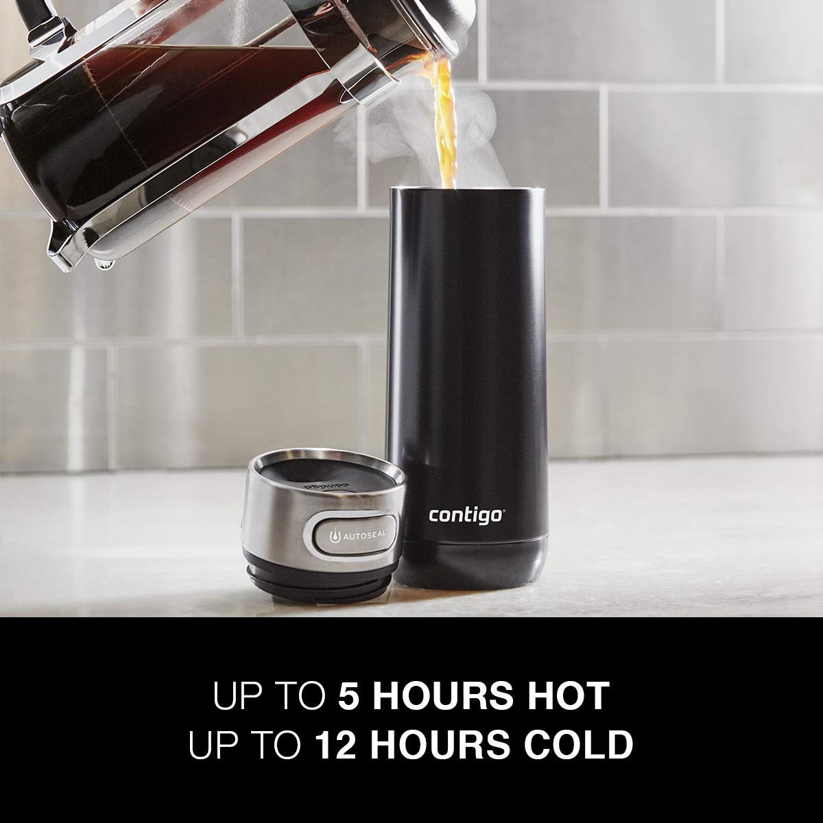 Contigo Luxe Vacuum-Insulated Stainless Steel Thermal Travel Mug 16 Ounces Stainless Steel
