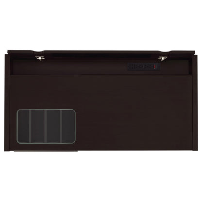 Coaster Home Furnishings - Halston - Engineered Wood - 47-Inch Computer Desk with Drawers, Door Cabinet & Lift-Top Storage, Tempered Glass Top, Contemporary Style - Home Office - Cappuccino - 800702
