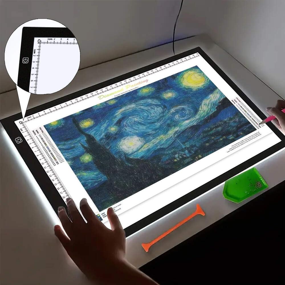 HUAYEYC 16 Pcs Diamond Painting A3s LED Light Pad Kit, Adjustable Brightness Light Box, 5D DIY Diamond Painting Accessories Tool Kit Full Drill, Includes Storage Case, Pens, Stand More