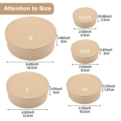 WANDIC Kraft Paper Boxes, 5 Pcs 5 Assorted Size Round Mini Nested Boxes with Lids,Large to Small Stackable Gift Boxes for Wedding Birthday Perfume Jewelry DIY