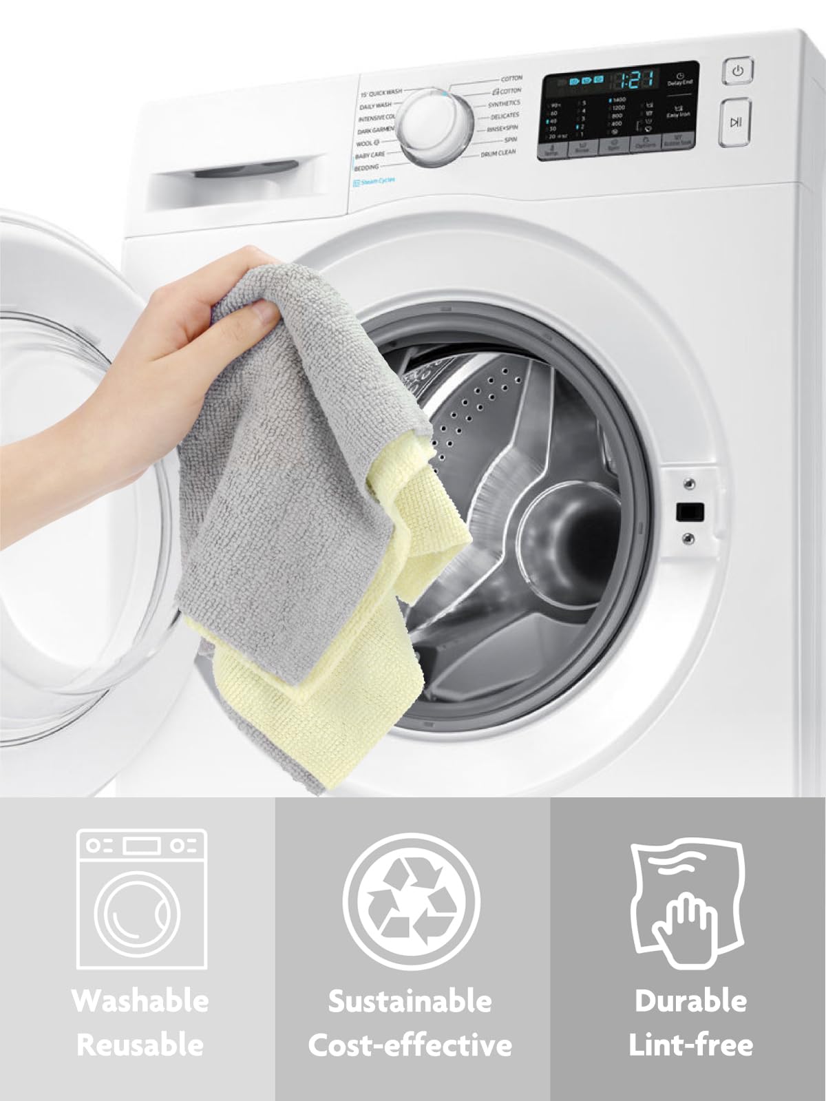 Fantasticlean Microfiber Cleaning Cloth Roll -150 Pack, Tear Away Microfiber Towels, 12" x 12", Reusable, Washable, Ultra Absorbent Dishcloth for Home Supplies, Car, Pet, Kitchen (2 Rolls of Grey)