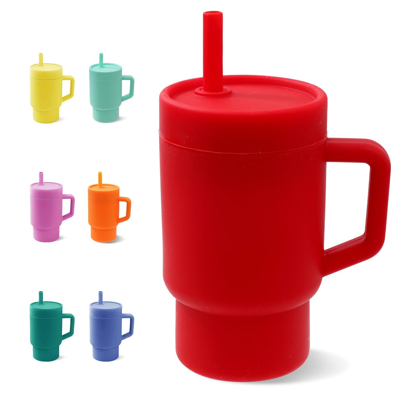 DLOCCOLD Silicone Straw Cup, Adorable Miniature Tumbler with Straw Handle, Tumbler Cup, 10oz, Easy to Clean