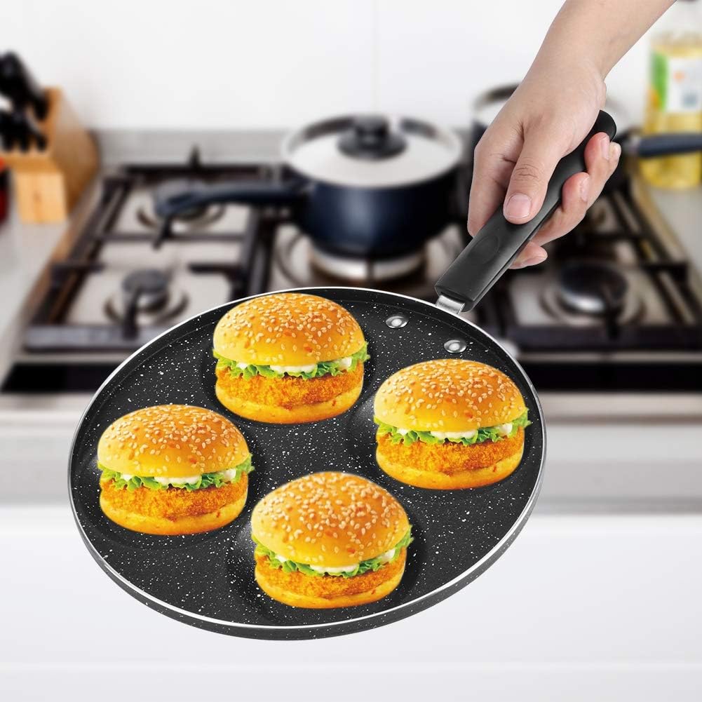 HEEPDD 4 Cup Egg Frying Pan, 24.5cm Non Stick Omelet Pan for Breakfast Pancake Egg Burger Steak