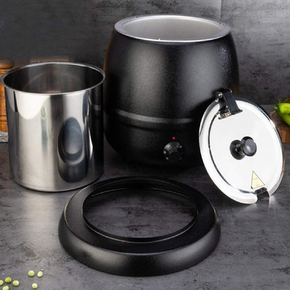 SYBO SB-6000 Commercial Grade Soup Kettle with Hinged Lid and Detachable Stainless Steel Insert Pot for Restaurant and Big Family, 10.5 Quarts, Black