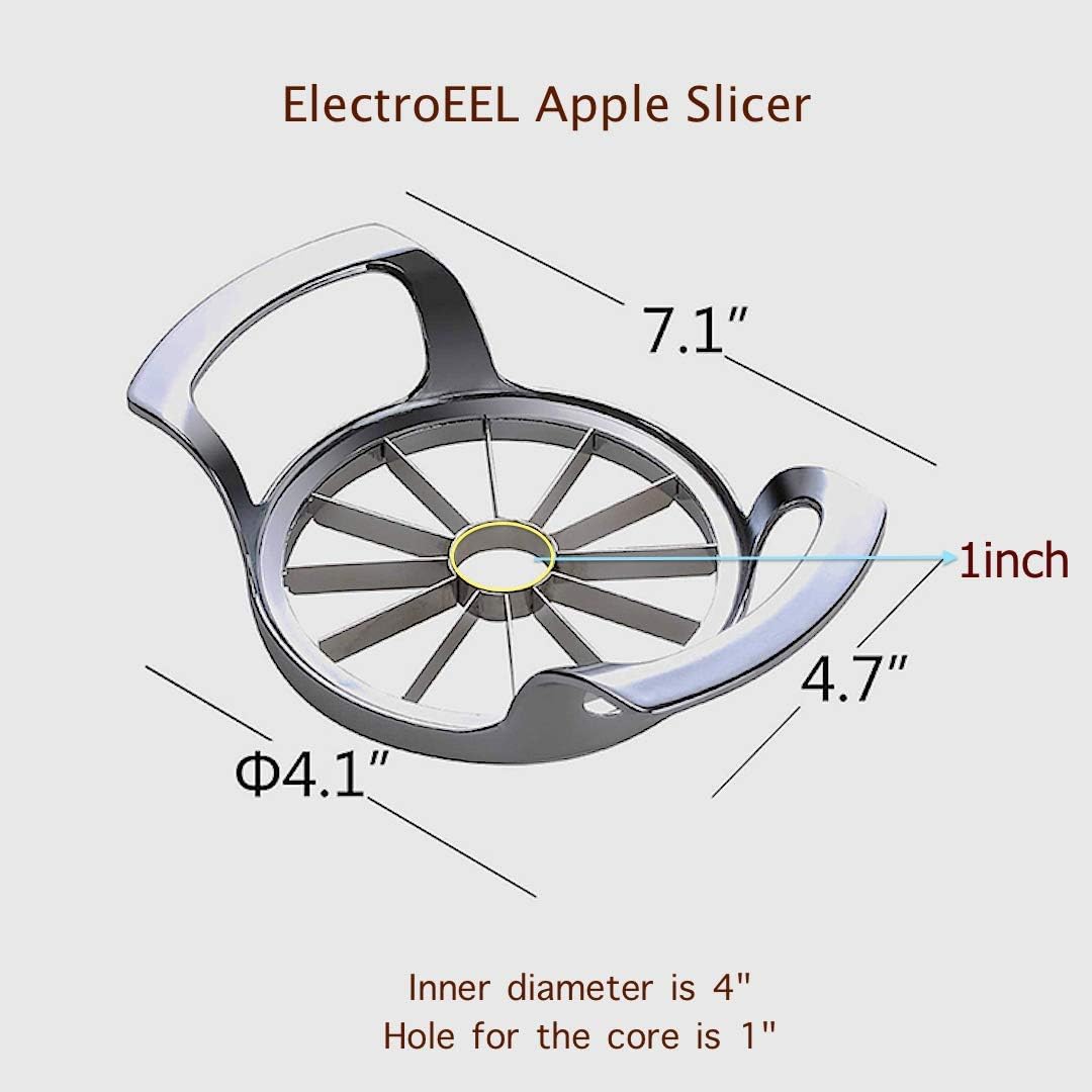 ELECTROEEL Premium Apple Slicer, Upgraded 12-Blade Extra Large Stainless Steel Cutter, Corer, Peeler for 4 Inch Apples