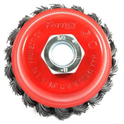 Forney 72757 Wire Cup Brush, Knotted with 5/8-Inch-11 Threaded Arbor, 2-3/4-Inch-by-.020-Inch