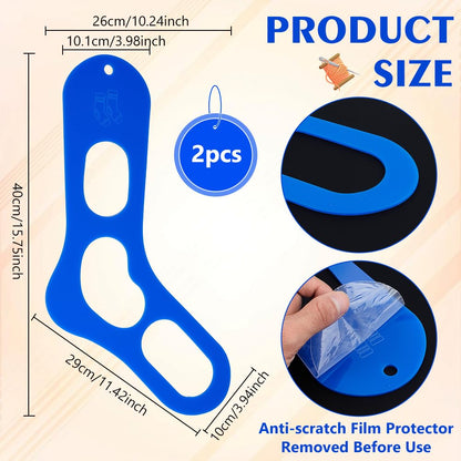 BENECREAT 2Pcs Acrylic Sock Blockers, Blue Large Knitting Sock Ruler Stocking Blockers Socking Stretchers for Knitting & Crochet Stocking Knitters, 3mm Thick