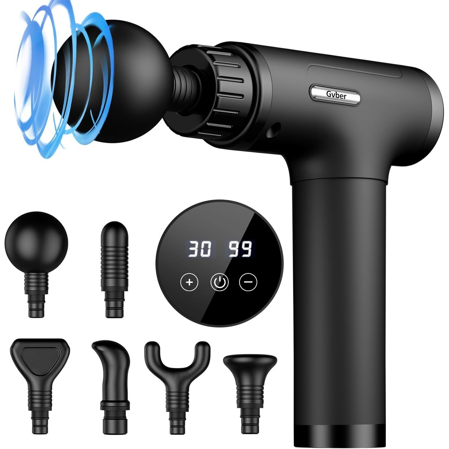 Massage Gun, Massage Gun Deep Tissue, Handheld Back Massager for Athletes, Percussion Muscle Massager with 6 Attachments & 30 Speed, Father's Day, Black