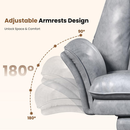 Big and Tall Office Chair, Flip Armrests for Pets & Cross Legged Sitting, Executive Ergonomic Computer Gaming Chair with Foot Rest, Premium Tech Fabric Wide Seat Reclining Desk Chair
