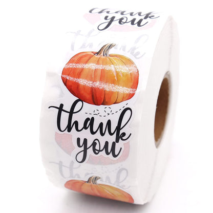 Littlefa 1.5” Thank You Pumpkin Stickers for Small Business Shipping Gift Boxes Thank You Sticker 500 Labels