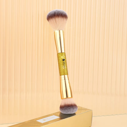 DUcare Foundation Brush Contour Bronzer Makeup Brush Double Ended Self Tanner Brush Sculpting Brush for Blending Liquid Powder Concealer Cream Cosmetics Blush Buffe
