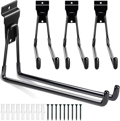 Heavy Duty Slatwall Hooks - 11 Inch Black Garage Accessories | 4 Pack for Secure Hanging