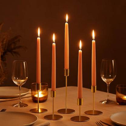Smtyle Gold Taper Candle Holders for Candlesticks Set of 5 Matte Finial for Wedding Dining Table Centerpiece,Golden Birthday Gifts Decor