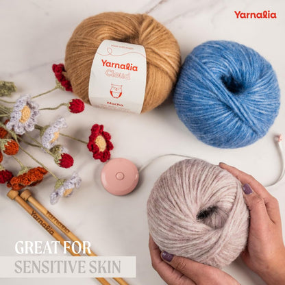 Cloud Chunky Blend Yarn 2-Pack, Super-Soft Baby Alpaca & Merino Fiber Blown into a Recycled Polyamide Tube, Premium Yarn Spun in Peru, Available in 12 Colors for Knitting and Crocheting, Snow.