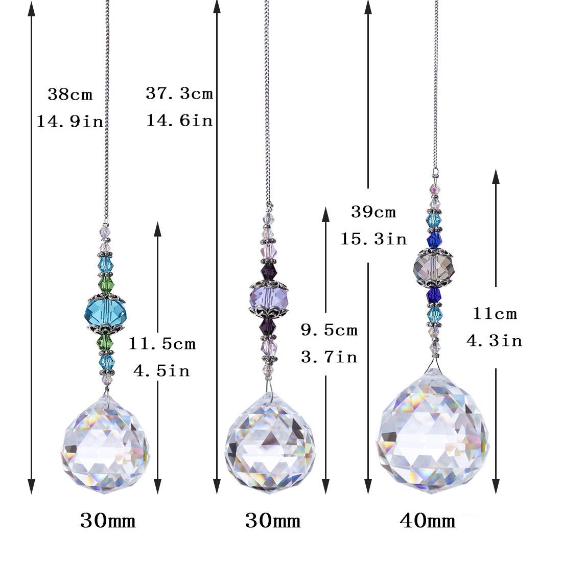 H&D HYALINE & DORA Clear Crystal Prism Ball Rainbow Maker Window Prisms Suncatcher,Pack of 3