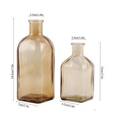GMWD Glass Flower Vase Set of 6 Yellow Clear Bud Vases, 14.5 Oz 8 Oz Apothecary Bottle Vases Decorative for Centerpieces Home Decoration Wedding Reception Table Decor