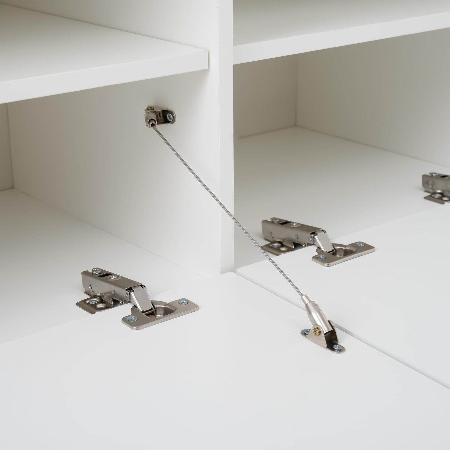 49.6" 5-in-1 Hall Tree with Bench Shoe Storage 3 Open Storage Cabinets, Farmhouse Entryway Cabinet with High Gloss Fluted Doors Coat Rack with 6 Hooks Shoe Cabinet for Hallway Living Room White