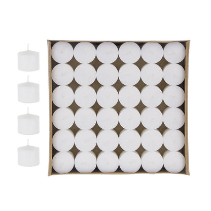 Mega Candles 72 pcs Unscented White Votive Candles, Pressed Wax Candle 10 Hours 1.5 Inch x 1.38 Inch, Home Décor, Wedding Receptions, Occasions, Events, Festivities, Meditations, Religious, Prayers