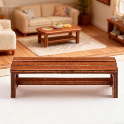 ibasenice 2Pcs Miniature Dollhouse Bench Set - 1:12 Scale Wooden Park Chair Furniture Accessories, Tiny Brown Garden Benches for Fairy Gardens, Christmas Village, Crafts, and Photography Props