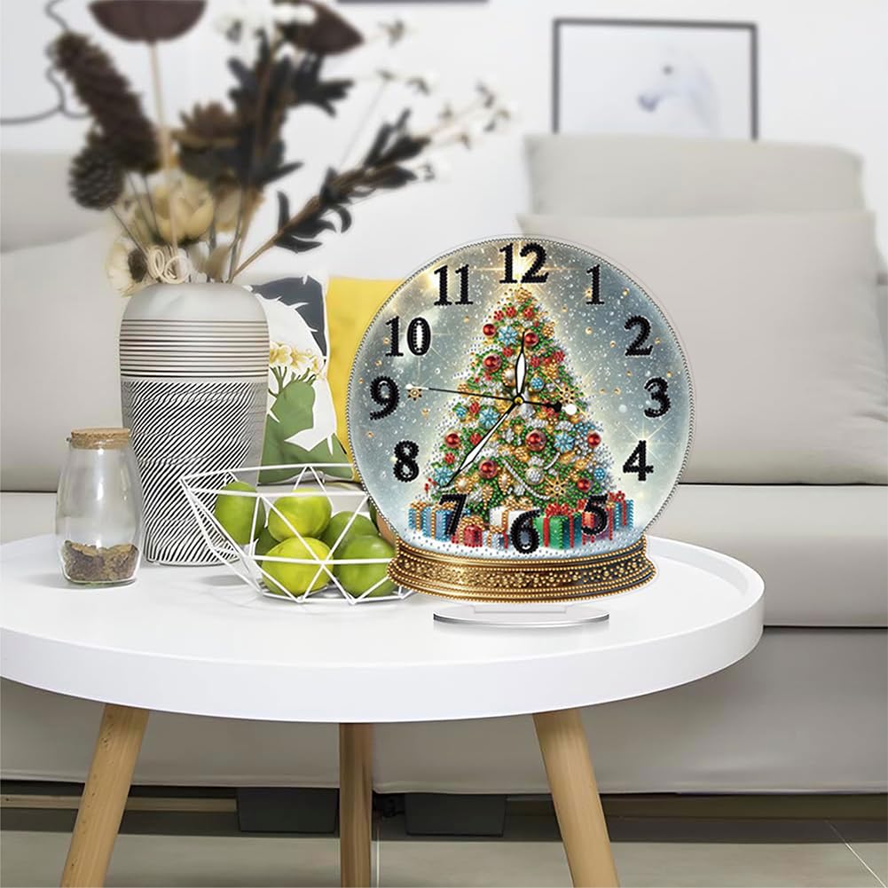 Sulunmo DIY Diamond Art Painting Kit Desk Tabletop Clock Craft Diamond Drill Art Kit for Home Decor Decoration, Creative Gift(Hooks-Christmas-Crystal-Ball-26)