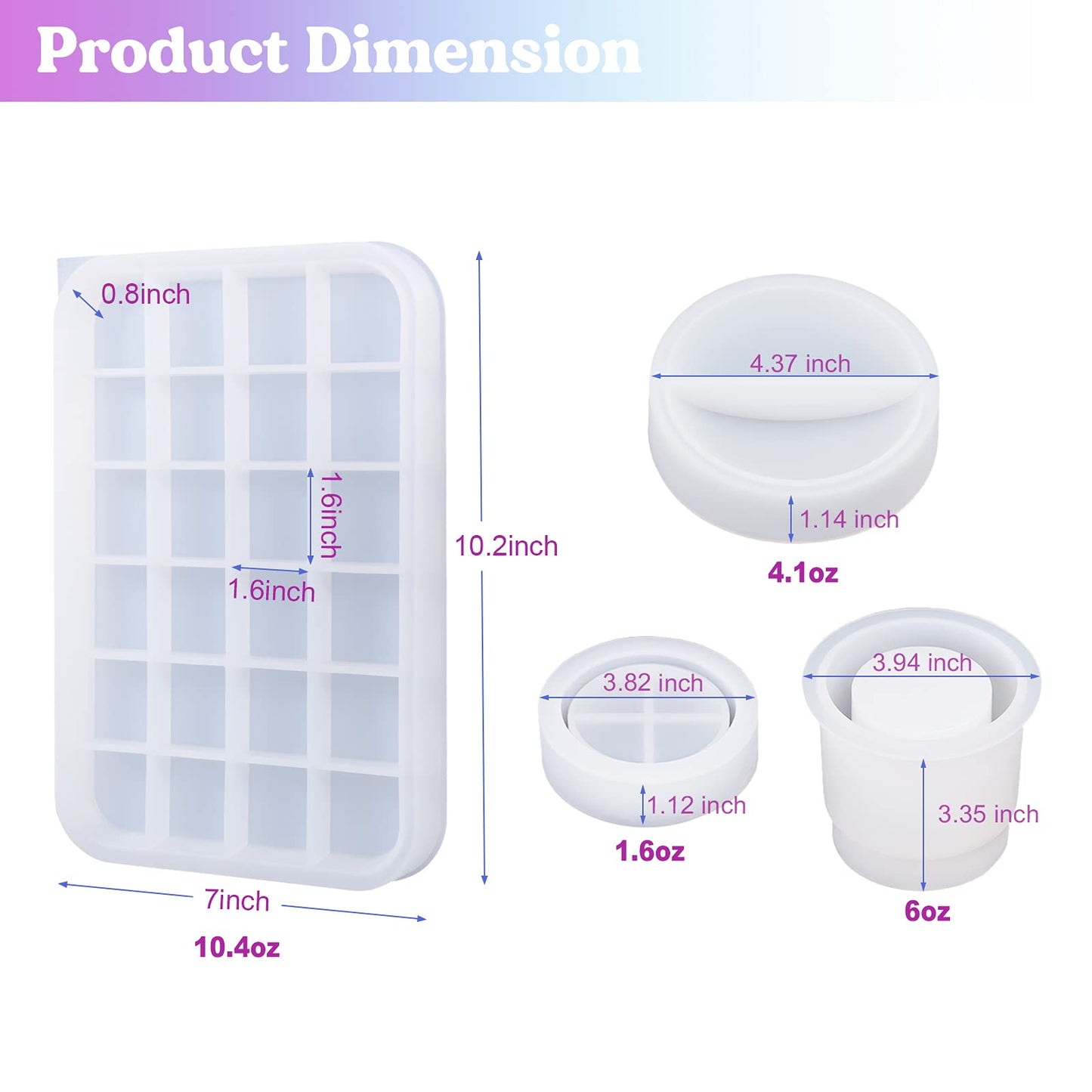 LET'S RESIN Tray Molds, Jar Silicone Molds with Lid, Resin Molds for Epoxy Resin, Silicone Molds Kits for DIY Art Furniture Dtorage and Decoration, Festival Gifts