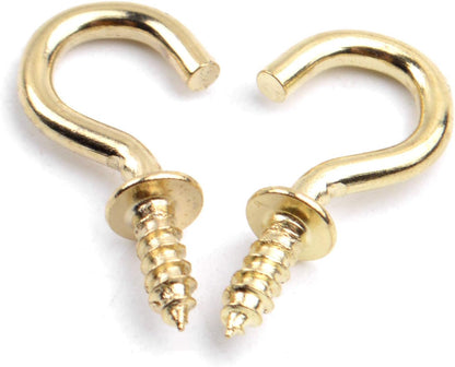 Aylifu Mini Ceiling Screw Hooks, 100 Pieces 1/2 Inch Gold Cup Hooks for Hanging Plants, Mugs, Arts, Decorations