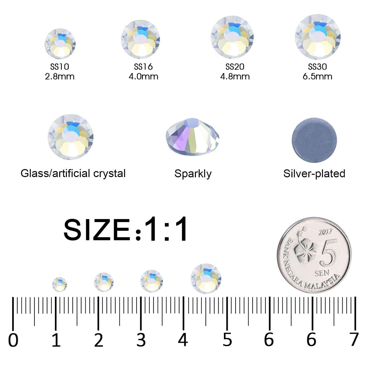 Meibite Hotfix Rhinestones Bulk, 14400PCS Moonlight Hot Fix Rhinestones for Clothes DIY Decoration Crafts, Moonlight, SS16, 3.8-4.0mm