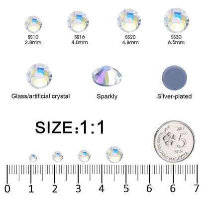 Meibite Hotfix Rhinestones Bulk, 14400PCS Moonlight Hot Fix Rhinestones for Clothes DIY Decoration Crafts, Moonlight, SS16, 3.8-4.0mm