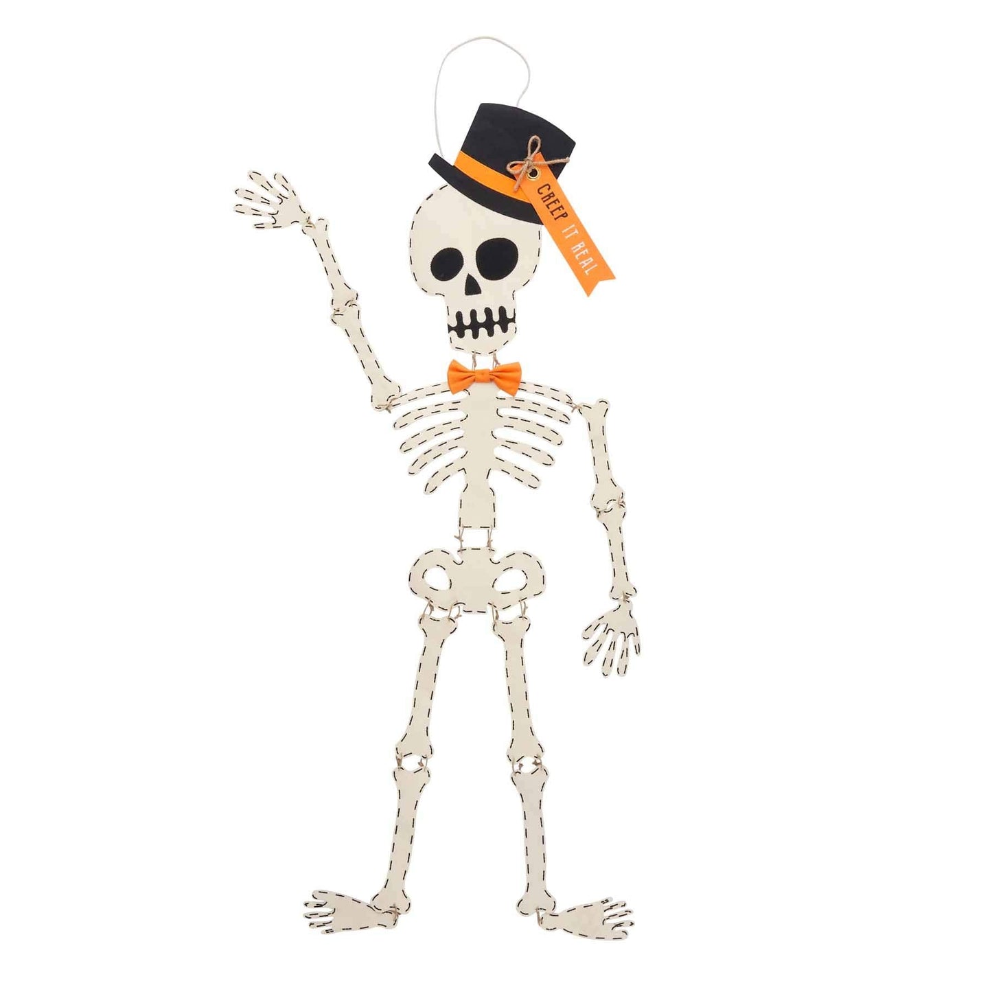 Mud Pie Skeleton Halloween Door Hanger, 65", White (40060032T)