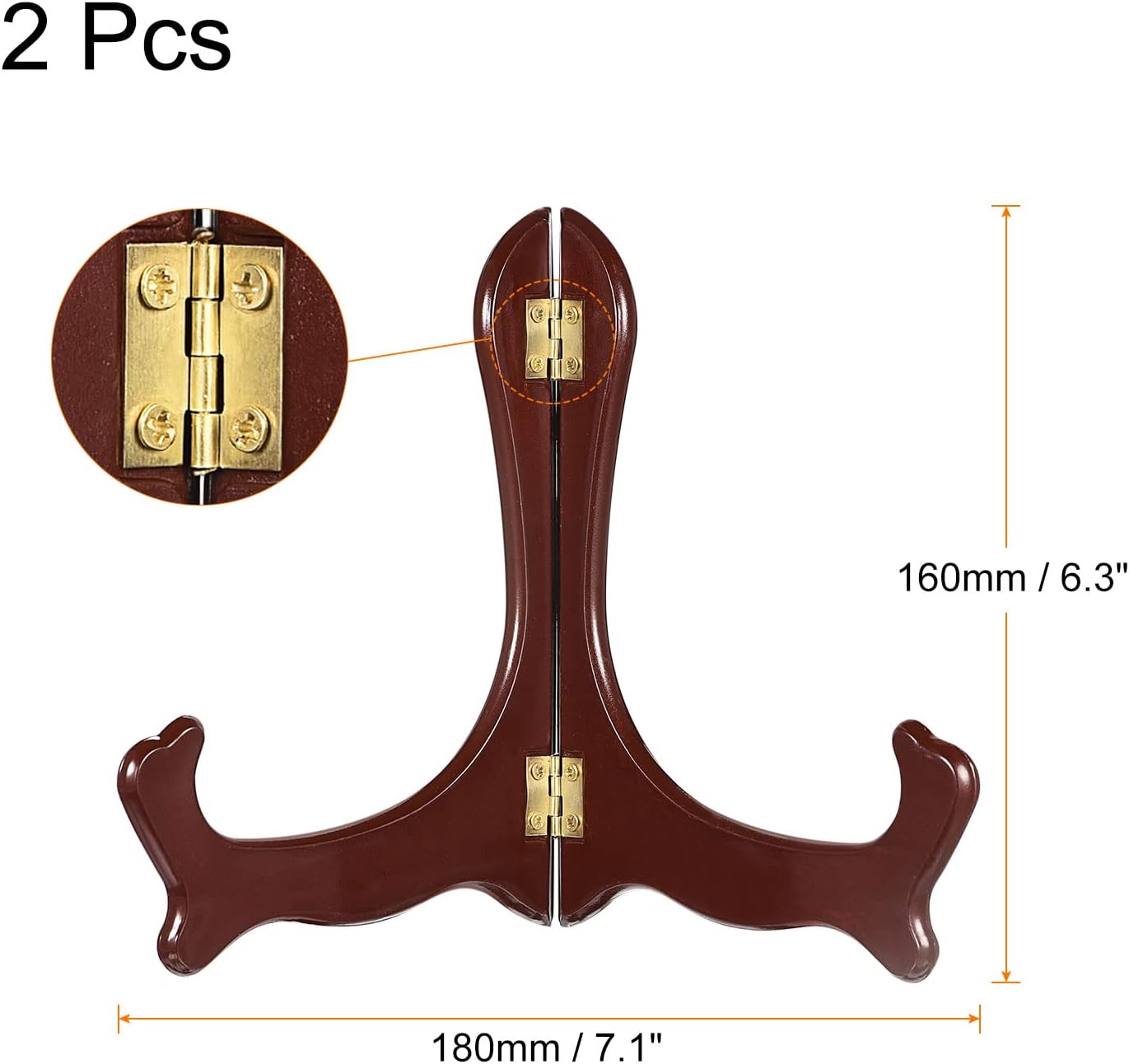 uxcell 2pcs 6.3" Easel Plate Holder, Wood-like Plastic Folding Display Stand, Brown for Decorative Picture Frame