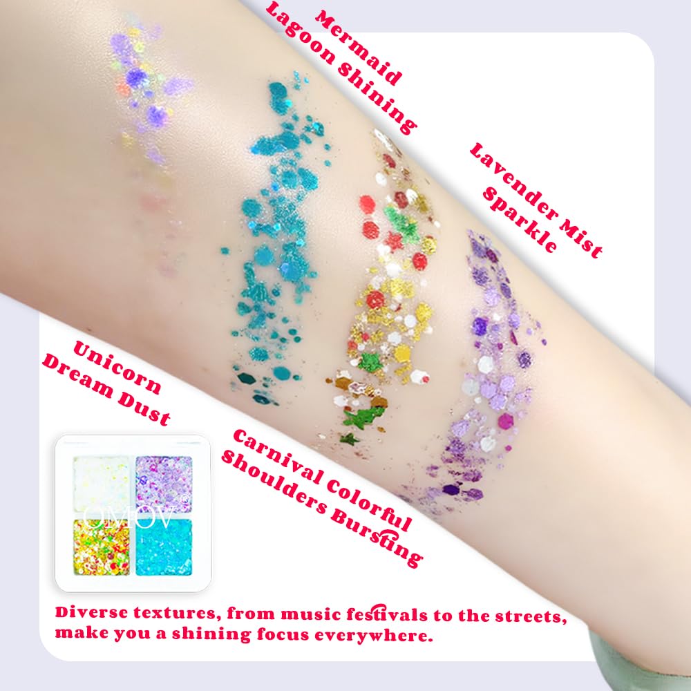 48 Colors Face Painting Kit for Kids & Adults, Non-Toxic Water Based Face Paint Palette with12 Rainbow Split Cakes +4 Sequins Gels, Includes Brush,Stencils,Glow Stickers Halloween Christmas Body Paint