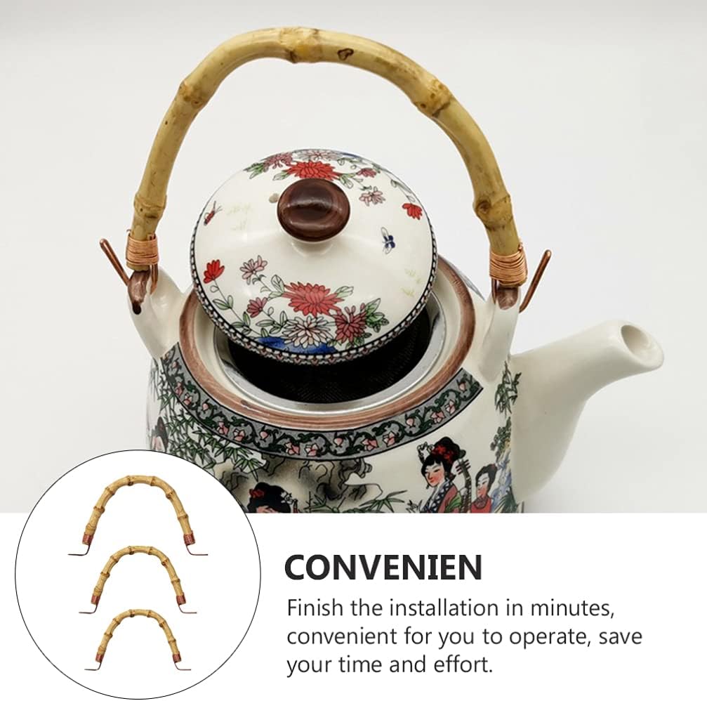 Angoily Rattan Teapot Handle Replacement for Japanese Ceramic Pot, Pottery Tea Pots, 3pcs Handle Accessories