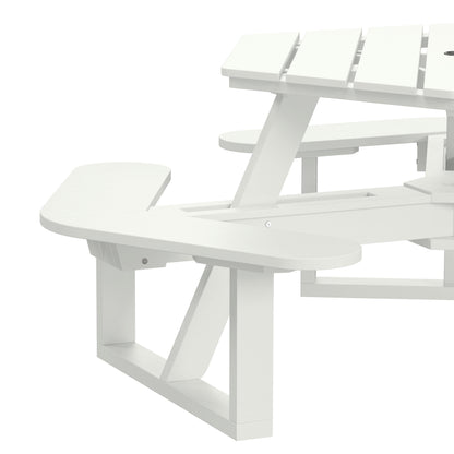 Shoreline Made in USA Hexagon Picnic Table, Seating for 6, Coconut White