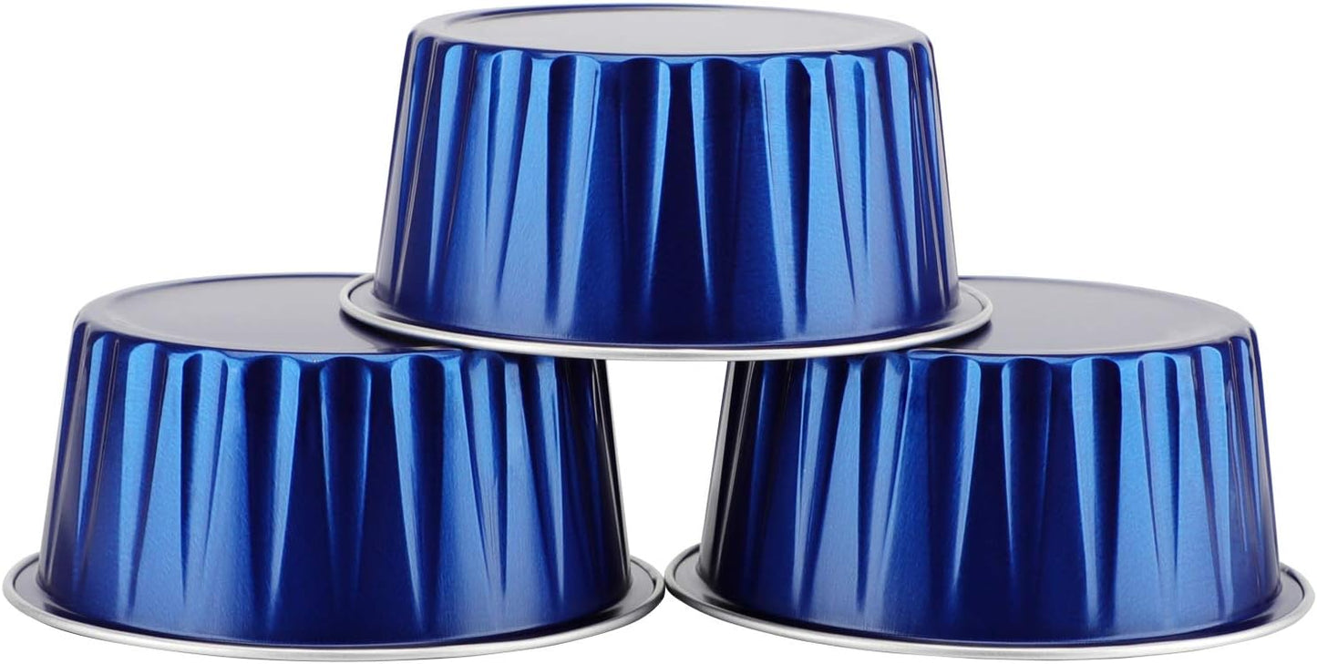 EUSOAR 50pcs Cupcake Cups with Lids, 5oz Aluminum Foil Baking Cups for Desserts, 125ml, Royal Blue, 3.34"x2.59"x2.35"
