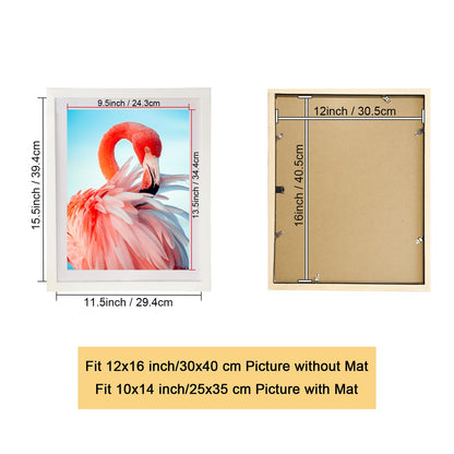 12x16 Wood Picture Frame Set of 2 Diamond Painting Frame 30x40cm Display 12x16in / 30x40 cm Without Mat or 10x14 in/ 25x35cm with Mat Diamond Art Frame 12 x 16 Poster Photo Gallery Wall Frame - White