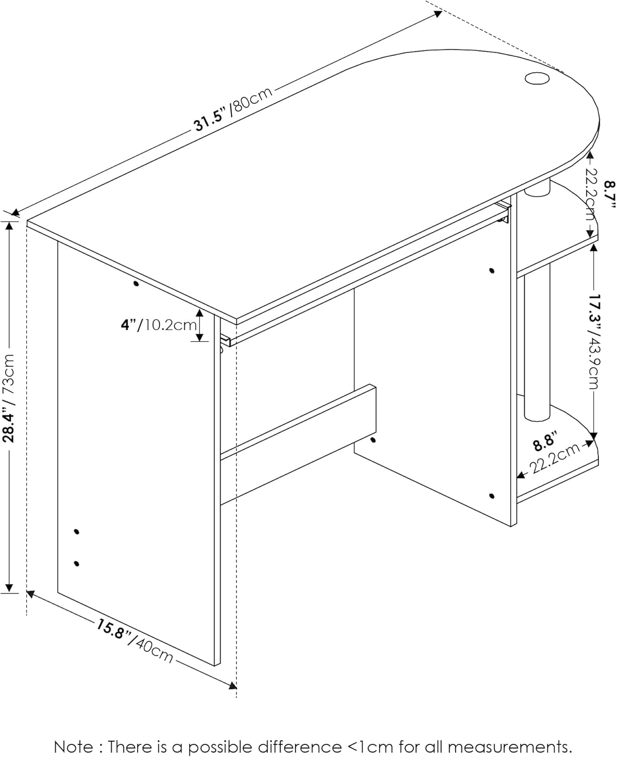 Furinno Simplistic Computer Desk with Keyboard Tray, Easy Assembly, Americano/Stainless Steel