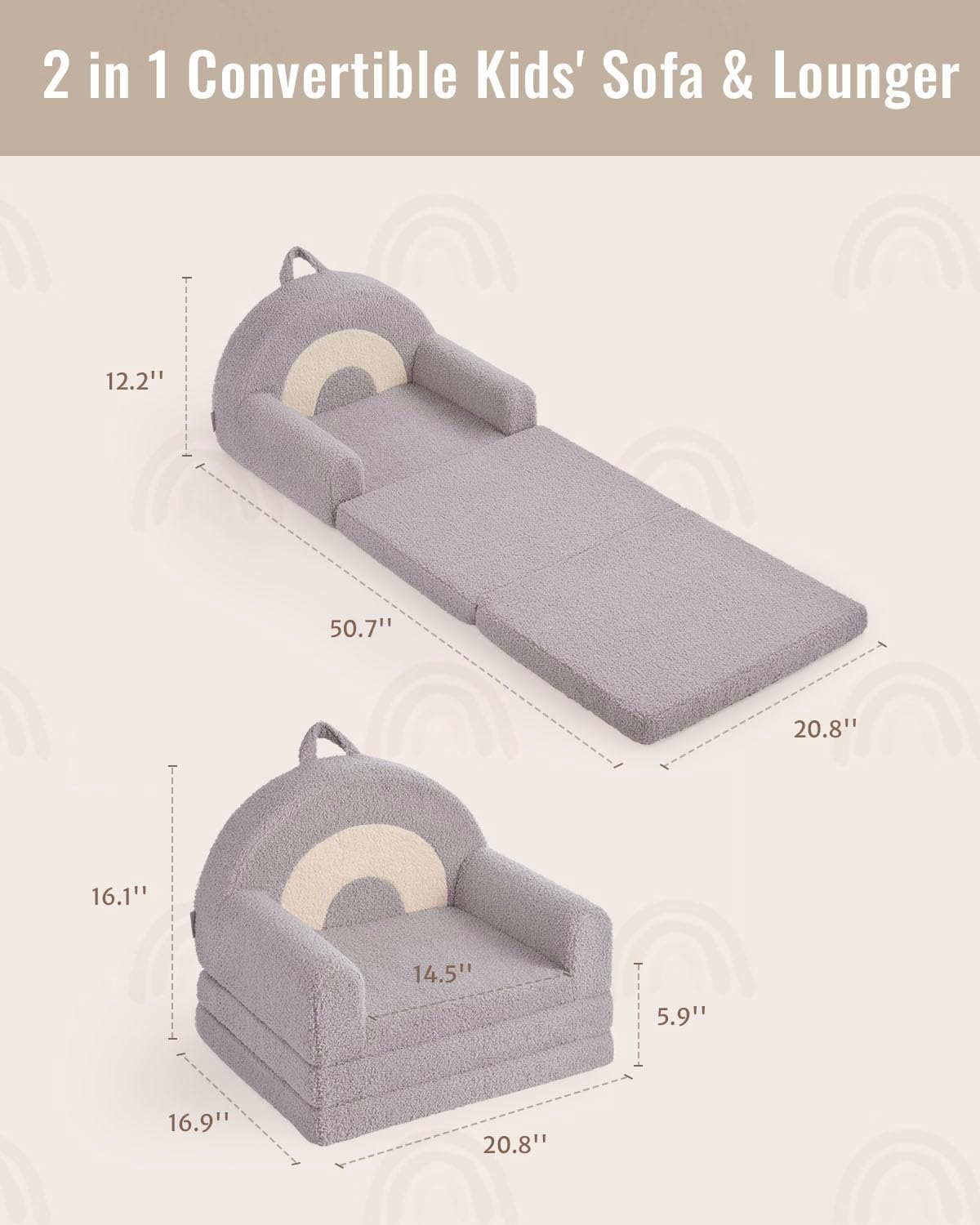 2-in-1 Blissful Diary Foldable Toddler Couch, Comfy Toddler Chair & Lounger for Reading,Playroom, Kids Couch Sofa