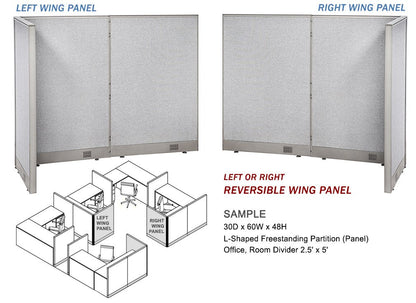 GOF Freestanding L Shaped Office Partition, Large Fabric Room Divider Panel, 30" D x 60" W x 48" H