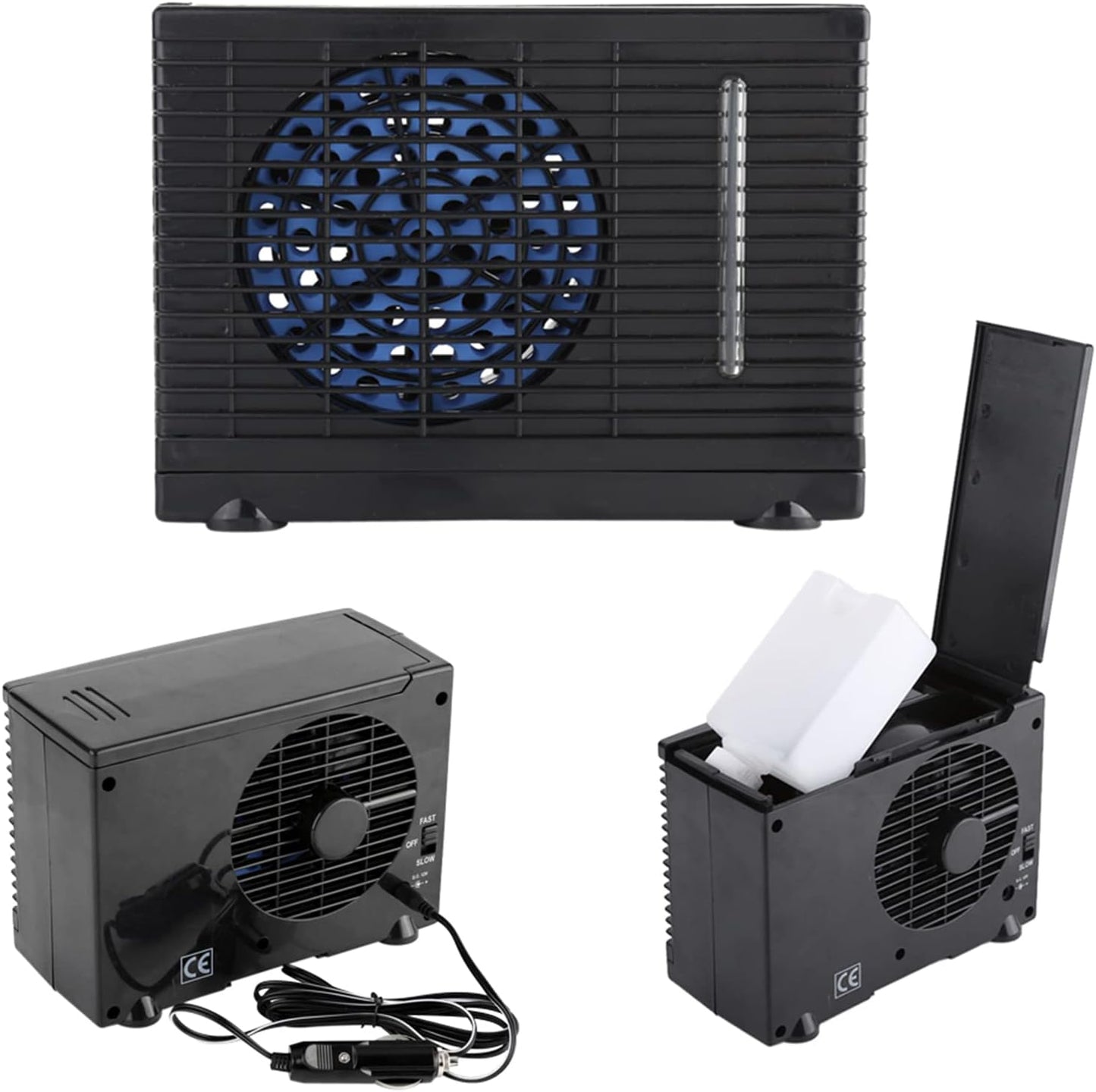Car Cooling Fan, Portable 12V Mini Air Cooler, Compact Evaporative Water Cooling Fan for Car Truck Van SUV RV