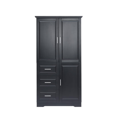 62.2" Wide Storage Cabinet Pantry Cupboard with Doors and Drawers for Home Kitchen, Bathroom and Living Room, Adjustable Shelf, Black