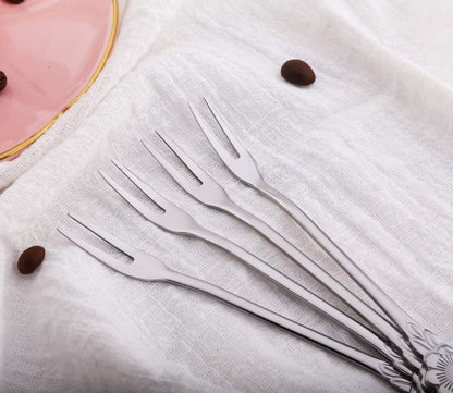 8Pcs 4.9 Inch Stainless Steel Flower Forks, Small Pickle Dessert Cake Forks for Banquet Party Seafood Cocktail