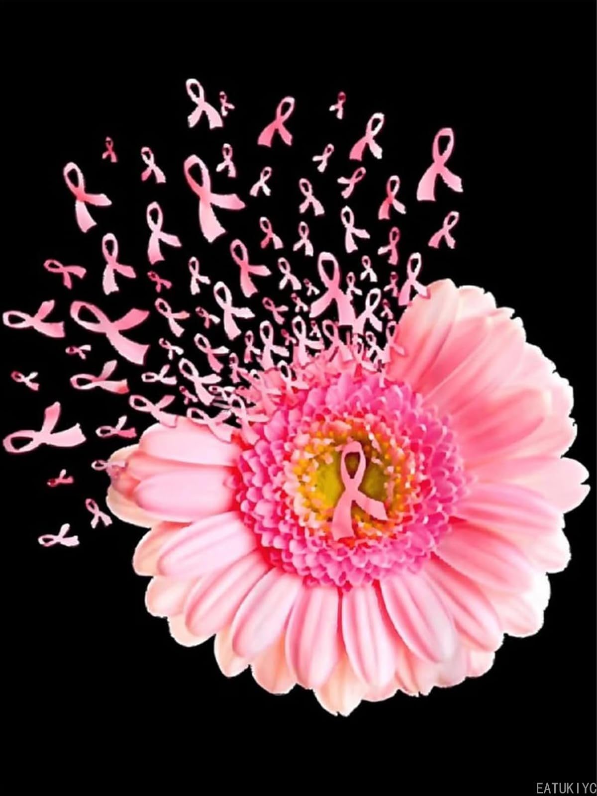 EATUKYIC Vintage Breast Cancer Awareness Pink Daisy Flower Diamond Painting Kits DIY Full Round Drill Soft Canvas Art Craft Kit 12x16 Inch