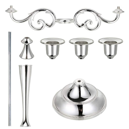 OwnMy 3 Arms Metal Candelabra Candlestick Silver European Elegant Candle Holder Candle Stand for Wedding Dining Table Christmas Party Home Decoration (Silver Tone)