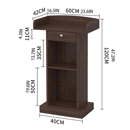 BKEKM Modern Lecterns Floor Standing with Drawers and Open Storage Podium Stand Pulpits for Churches Wooden Luxury Teacher Podiums