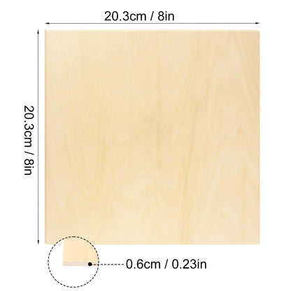 20 PCS 8 Inch Square Basswood Board, Thickness 6 mm, Basswood Sheets, balsa Wood Sheet,Plywood Sheets for Laser, CNC Cutting, Wood Burning, Drawing Painting, Wood Engraving,by GNIEMCKIN