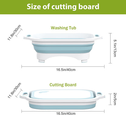 HI NINGER Collapsible Cutting Board, Foldable Chopping Board, Space Saving 2 in 1 Storage Basket for